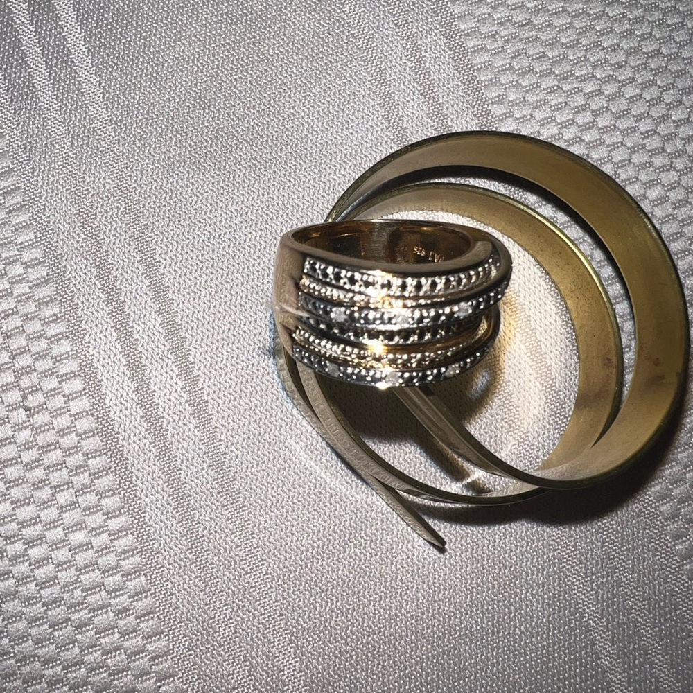 Gold and Silver Multi‑Band Statement Ring